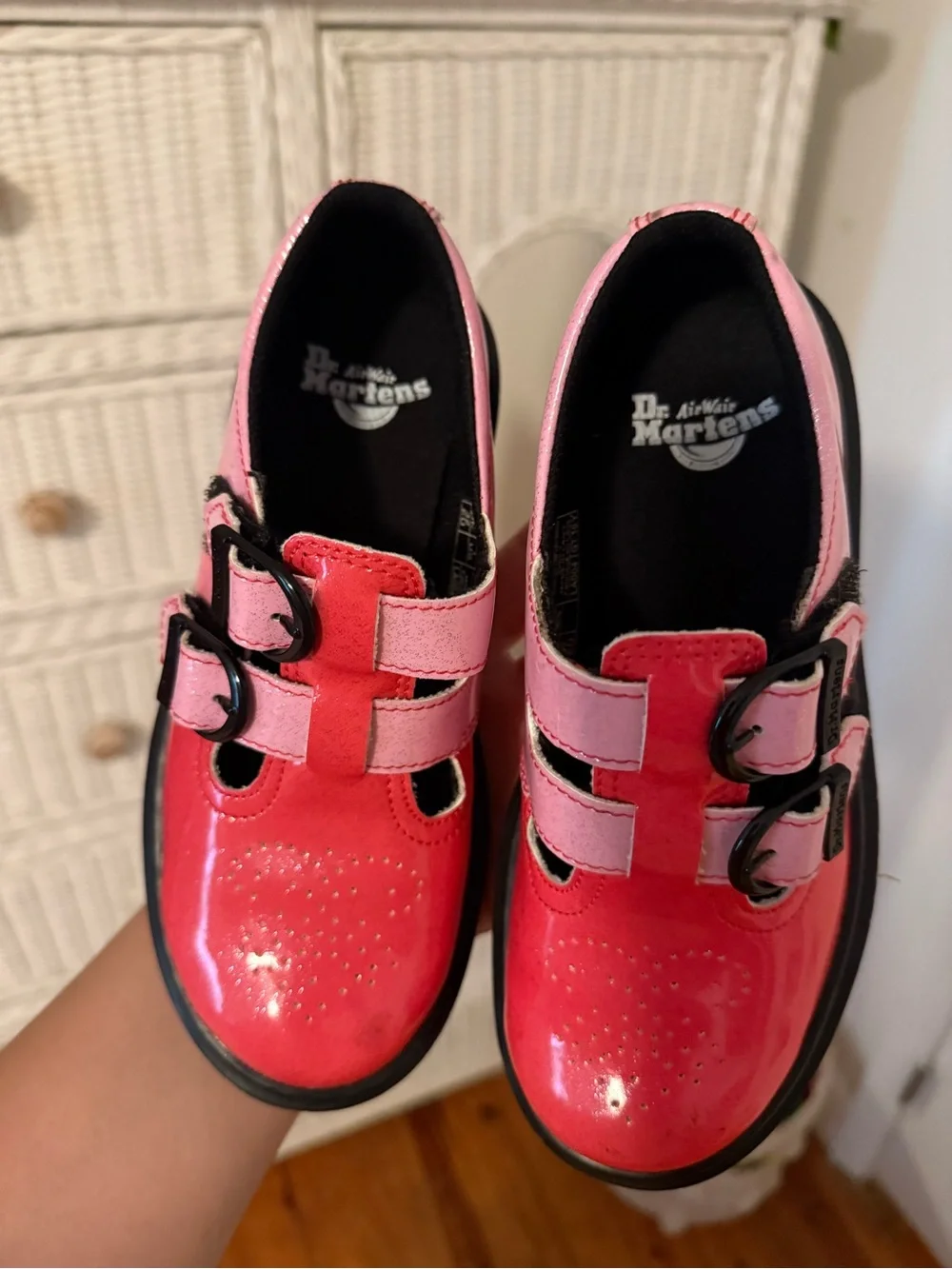 Dr. Martens Kids Pink Patent Double-Strap Mary Janes